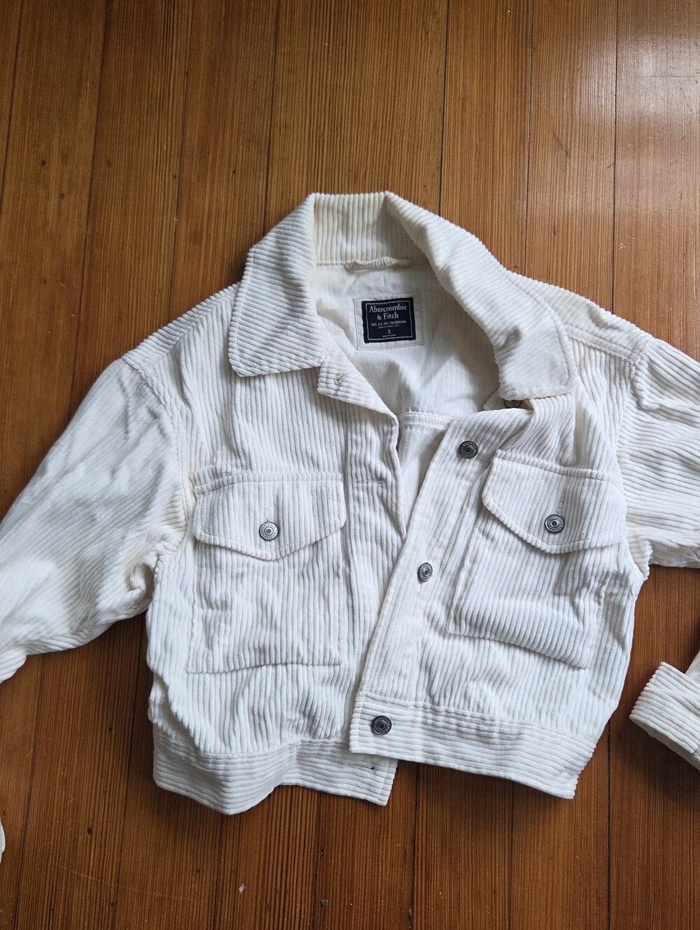 Abercrombie & Fitch Cream Corduroy Crop Jacket
